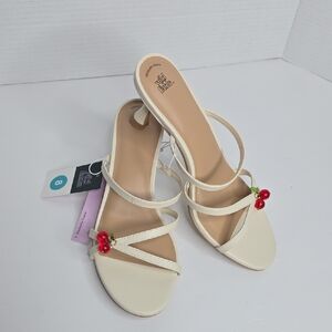 Womens White Strappy Sandals with Cherry Embellishment 8 Wild Fable